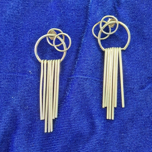 Sterling Silver Circles & Dangle Earrings Post Style - Picture 5 of 14